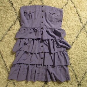 Strapless Purple Ruffle Dress